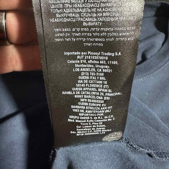 Guess Los Angeles Navy Blue Long Sleeve Logo Shirt - small - Picture 12 of 13